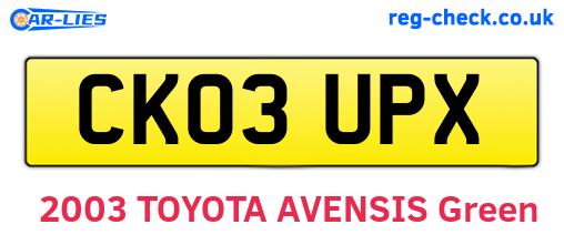 CK03UPX are the vehicle registration plates.