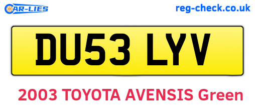 DU53LYV are the vehicle registration plates.