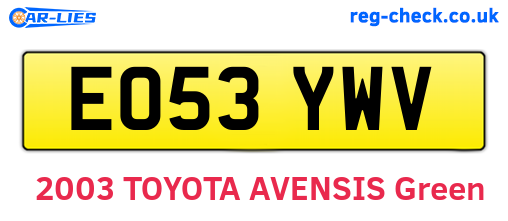EO53YWV are the vehicle registration plates.