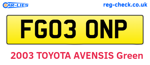 FG03ONP are the vehicle registration plates.