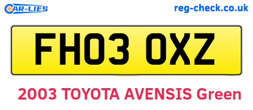 FH03OXZ are the vehicle registration plates.