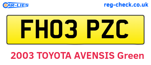 FH03PZC are the vehicle registration plates.