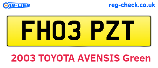 FH03PZT are the vehicle registration plates.