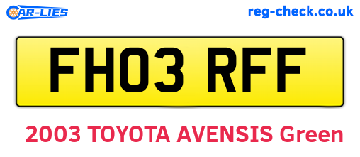 FH03RFF are the vehicle registration plates.