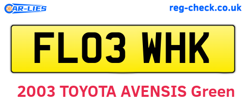 FL03WHK are the vehicle registration plates.