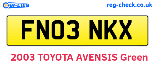 FN03NKX are the vehicle registration plates.