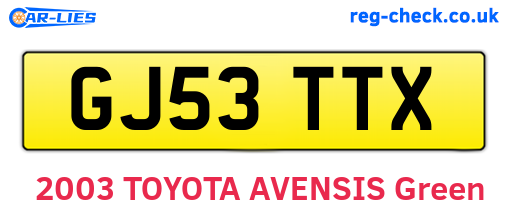 GJ53TTX are the vehicle registration plates.