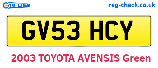 GV53HCY are the vehicle registration plates.