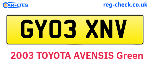 GY03XNV are the vehicle registration plates.