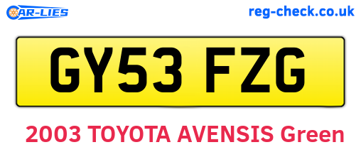 GY53FZG are the vehicle registration plates.