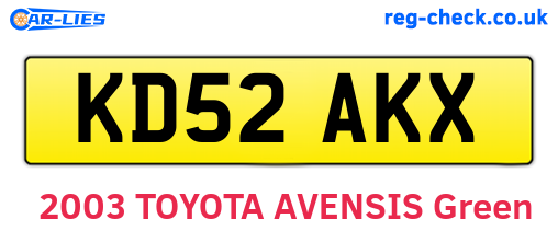KD52AKX are the vehicle registration plates.