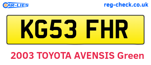 KG53FHR are the vehicle registration plates.