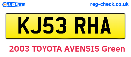 KJ53RHA are the vehicle registration plates.