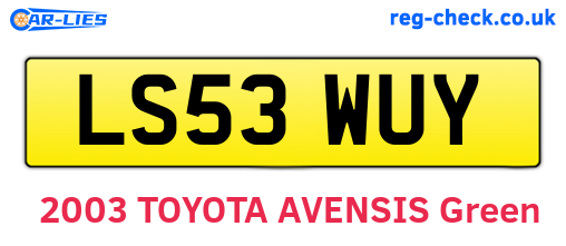 LS53WUY are the vehicle registration plates.
