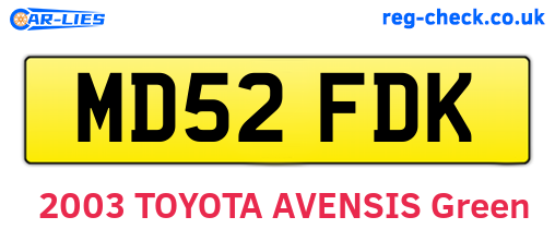 MD52FDK are the vehicle registration plates.