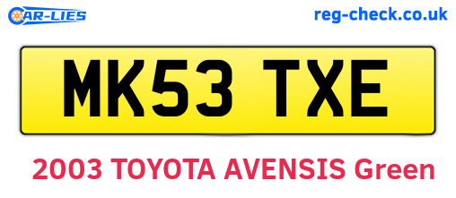 MK53TXE are the vehicle registration plates.