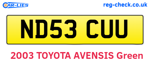 ND53CUU are the vehicle registration plates.