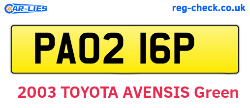 PAO216P are the vehicle registration plates.