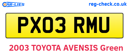PX03RMU are the vehicle registration plates.