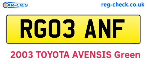 RG03ANF are the vehicle registration plates.