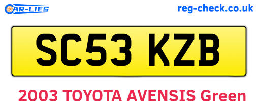 SC53KZB are the vehicle registration plates.