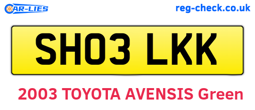 SH03LKK are the vehicle registration plates.
