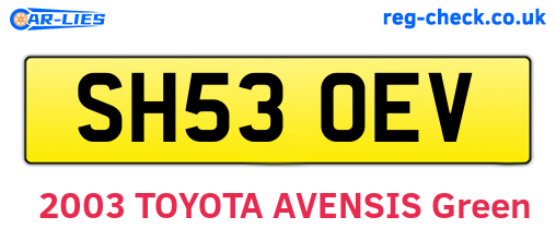 SH53OEV are the vehicle registration plates.