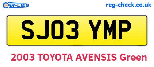 SJ03YMP are the vehicle registration plates.