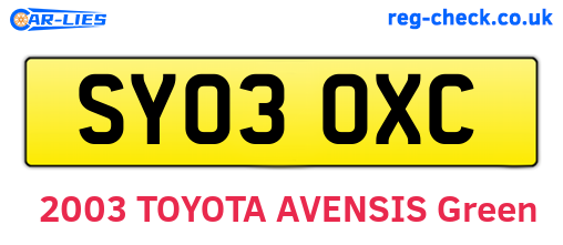 SY03OXC are the vehicle registration plates.