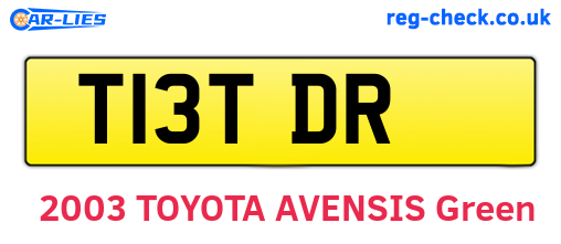 T13TDR are the vehicle registration plates.