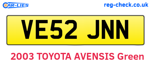 VE52JNN are the vehicle registration plates.