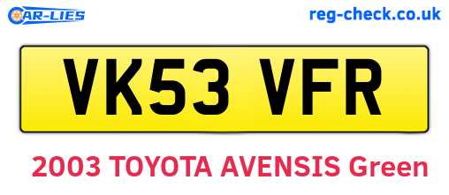 VK53VFR are the vehicle registration plates.