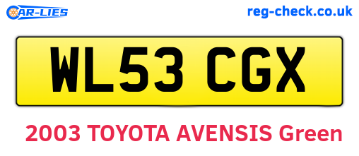 WL53CGX are the vehicle registration plates.