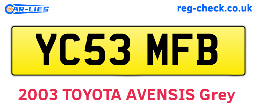 YC53MFB are the vehicle registration plates.