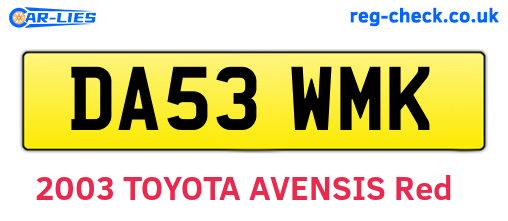 DA53WMK are the vehicle registration plates.