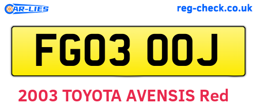 FG03OOJ are the vehicle registration plates.