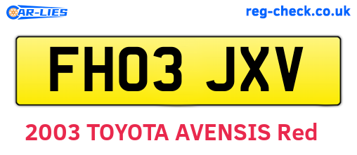FH03JXV are the vehicle registration plates.