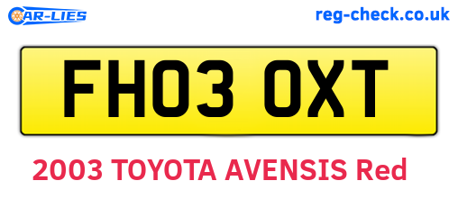 FH03OXT are the vehicle registration plates.