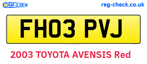 FH03PVJ are the vehicle registration plates.