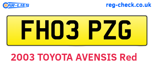 FH03PZG are the vehicle registration plates.