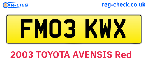 FM03KWX are the vehicle registration plates.