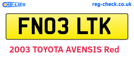 FN03LTK are the vehicle registration plates.
