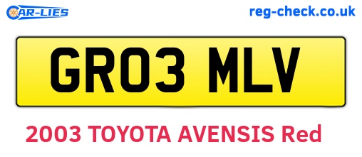 GR03MLV are the vehicle registration plates.