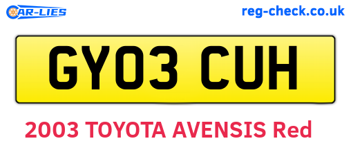 GY03CUH are the vehicle registration plates.