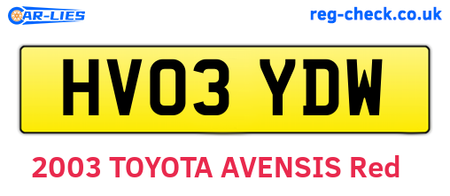 HV03YDW are the vehicle registration plates.