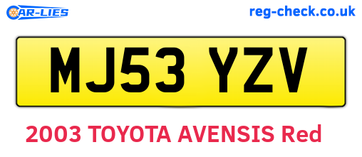 MJ53YZV are the vehicle registration plates.