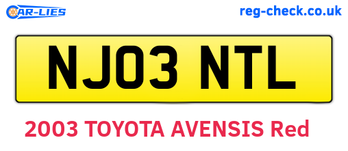 NJ03NTL are the vehicle registration plates.