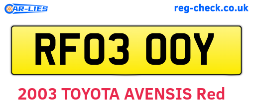RF03OOY are the vehicle registration plates.