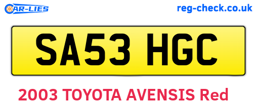 SA53HGC are the vehicle registration plates.