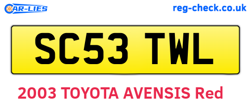 SC53TWL are the vehicle registration plates.